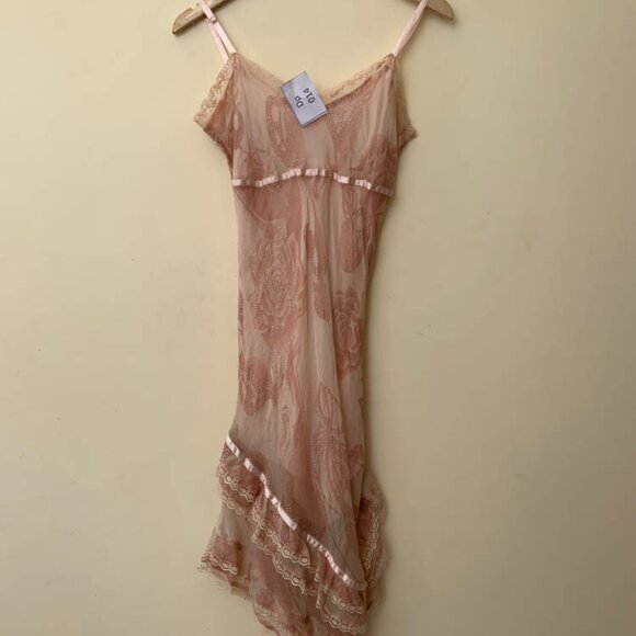 Fawn & Peach coloured floral printed strappy dress - Picture 1 of 4